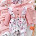 Newborn Baby Girl Clothes Infant One-Piece Romper+Jumpsuit+Bodysuit+Headband Fall Winter Outfits New Born Set (3-6 Months, Pink)