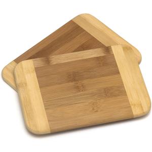 Lipper International Bamboo Wood Two-Tone Kitchen Cutting and Serving Board, Small, 7 3/4" x 6" x 1/4", Set of 2