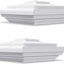 VIVIDA 5" Vinyl Post Cap (Actual 5" x 5"), Pyramid New England Post Caps, PVC Square Fence Top Cover, for Vinyl Fences, Mailboxes & Decks, White, 2 Pack