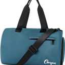 Gryme 15 Inch Small Gym Bag with Shoe Compartment and Wet Pocket, Mini Duffle Bag for Men & Women, Small Sports Bag for Travel Carry On, Swimming, Workout, Weekender Overnight (Blue-15x9x8.7in)