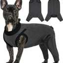 T'CHAQUE Dog Recovery Suit for Dogs After Surgery, Dog Onesie for Surgery Female Male, Anti Licking Rear Leg Sleeve, Bodysuit for Abdominal Wounds Skin Disease,Substitute E-Collar & Cone, Gray, S
