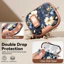 for AirPod Pro 3 Case 2025, with Safty Lock & Phone Stand for Floral AirPod Pro 3 Generation Case Cover for Women Girly, iPod Pro 3 Cases with Keychain & Cleaner Kit -Blue Gold Flower