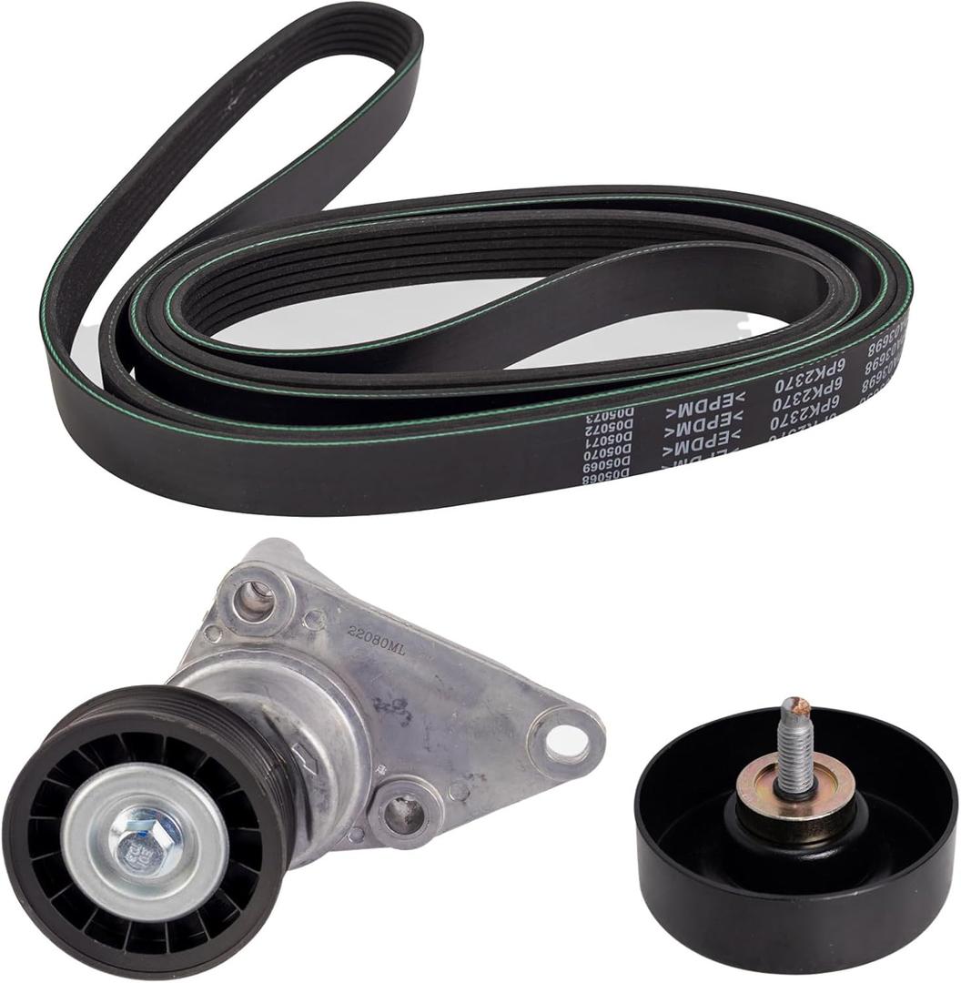 TRQ Belt Set Compatible with Avalanche Silverado Suburban Tahoe Trailblazer Sierra Yukon