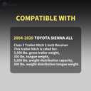 TangMiGe Class 3 Trailer Hitch, 2-Inch Receiver, Compatible with Toyota Sienna 2004-2020, Bright Black Color Tow Bar