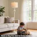 BOBOMOMO 64.25" Farmhouse Floor Lamp for Living Room, Tall Antique White Standing Lamp with Rotary Switch, Vintage Reading Lamp for Bedroom & Nursery, Rustic Home Decor Corner Lamp