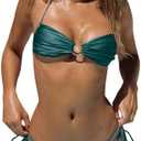 SOLY HUX Women's Halter Bikini Sets Ring Linked Tie Side Bathing Suit | Two Piece Swimsuit, Beach Summer, Casual Size XS