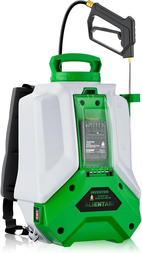 Battery Powered Backpack Sprayer 4 Gallon Electric Sprayer Equipped with a Big Pump, 65/95 PSI Battery Waterproof Sprayer for Spraying, Cleaning