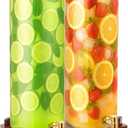 FillTouch 2 Pack 5 Gallon Glass Drink Dispenser with Acacia Wood Stand and Lid, Large Glass Beverage Dispenser with Spigot Perfect for Juice, Tea, Sangria, Lemonade, Weddings, Party, Outdoor Events