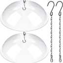2 Pcs Bird Feeders Protective Cover Clear Squirrel Baffle Bird Feeder Squirrel Guard Round Protective Dome Rain Protective Cover with Chains for Hanging Bird Feeders Outdoor Garden - 10''