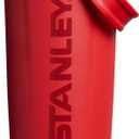 STANLEY Vitalize Shaker Bottle 20 oz | Leakproof Insulated Stainless Steel Shaker Cup | Base Storage and Twist On Fast Flow Lid | Protein Shakes and Pre Workout Powder | BPA-Free | Chili Red