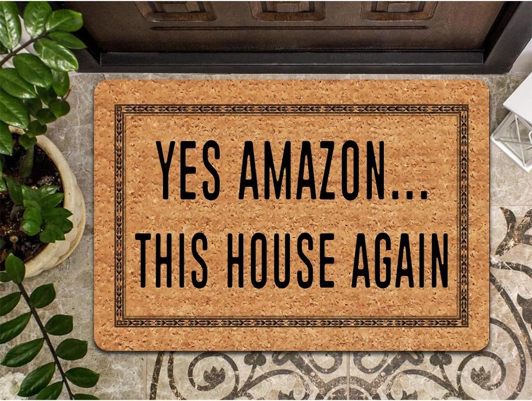 MELODADDY Funny Welcome Doormat for Indoor Entry 18"(W) x 30"(L) Mmat for Entrance Way Indoor Hello Mats for Front Door Novelty House Warming Gift Mat Welcome MatYes Amazon This House Again, 2 Pack