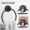 YOHOM Suction Cup Towel Ring Matte Black Hand Towel Holder for Bathroom Stainless Steel Vacuum Suction Washcloth Holder Dish Towel Hanger for Shower Wall No Drill