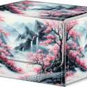 Stylish MTG Deck Box for 110+ Cards, Magnetic Commander Deck Case with Bonus Game Card Pouch, Durable Storage for TCG and Sleeved Magic Cards, Pink Trees and Mountains