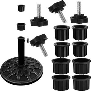 12 Pcs Umbrella Base Stand Replacement Parts,Patio Umbrella Base Replacement Parts Outdoor Umbrella Hole Ring Plug Cover with M8 Thread Screw Replacement Hand Knob for Backyard Patio Table Decks,Black