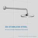 OFFO Shower Arm with Flange, 24 in Brushed Nickel Wall Mount Replacement Angle Shower Head Arm Wall-Mounted For Fixed Shower Head & Handheld Showerhead