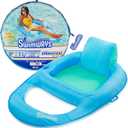 SwimWays Spring Float Premium Recliner Pool Lounger, Inflatable Pool Floats Adult with Fast Inflation for Ages 15 & Up, Sky Blue