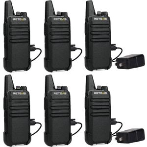 Retevis RT22 Walkie Talkies for Adults, Two Way Radios Long Range Rechargeable, VOX Handsfree, Mini Compact Walkie Talkie with USB Charger, for School Church Restaurant (6 Pack)