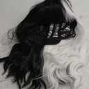 Half White Half Black Mix 24inch Straight Heavy Density Realistic Heat Resistant Synthetic Lace Front Wig