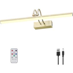 Picture Light,Wireless Art Lights for Paintings,20" Battery Wall Light,Remote Control Accent Lighting with Timer and Dimmable for Frame,Portrait,ArtworkAntique Brass (20inch)