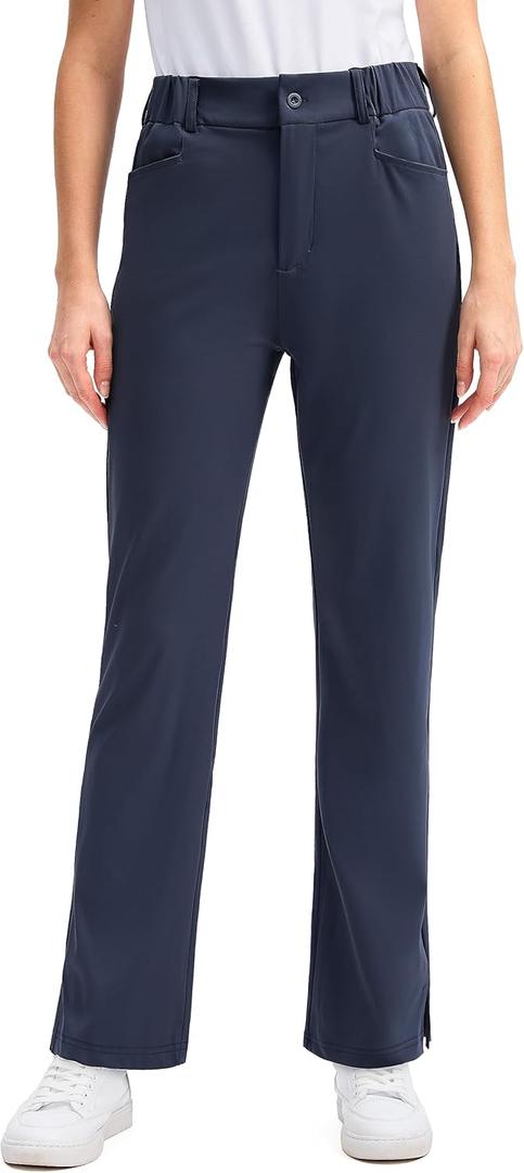 SANTINY Women's Golf Pants with 5 Pockets High Waisted Quick Dry Stretch Pants for Women Travel Work Casual (Medium, Navy)
