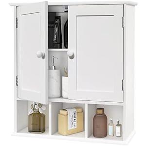 TaoHFE Bathroom Wall Cabinet with 2 Door Adjustable Shelves,Over The Toilet Storage White Wall Mounted Medicine Cabinets for Bathroom Laundry Room Kitchen