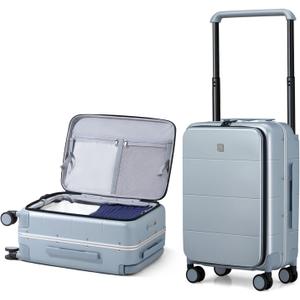 Hanke Top Opening Carry On Luggage, 20 Inch All-PC Aluminum Frame Wide Handle Luggage, Hard Shell Trunk Suitcase with Spinner Wheels, TSA Airline Approved (Grey, 40L)