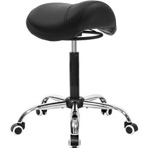 Saddle Salon Stool with Wheels,Heavy Duty Adjustable Rolling Drafting Chair for Barber, Tattoo, Nail,Spa,Dentist(Black)