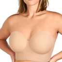 HSIA Strapless Bras for Women, Longline Corset for Large Bust Plus Size Supportive Bustier Minimizer Convertible Bandeau 42D  Natural Nude