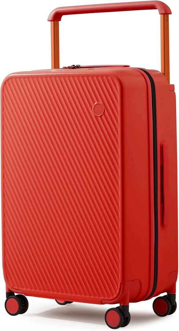 mixi Carry On Luggage Airline Approved 20'' Lightweight Luggage Wide Handle PC Hardshell Suitcases with Spinner Wheels & TSA Lock, Red (20-inch)