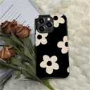 Compatible with iPhone 16 Pro Case - Dual-Layer Protection, Hard Shell with Silicone Interior,Slim Scratch Resistant Shockproof for Woman Men - Black White Flower Floral