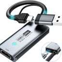 Papeaso USB 3.0 Video Capture Card, HDMI to USB-A/C Capture Card with pd, 1440P 30fps & 1080P 60fps Video Capture, for Streaming, Teaching,Gaming, Video conferencing or Live Broadcasting