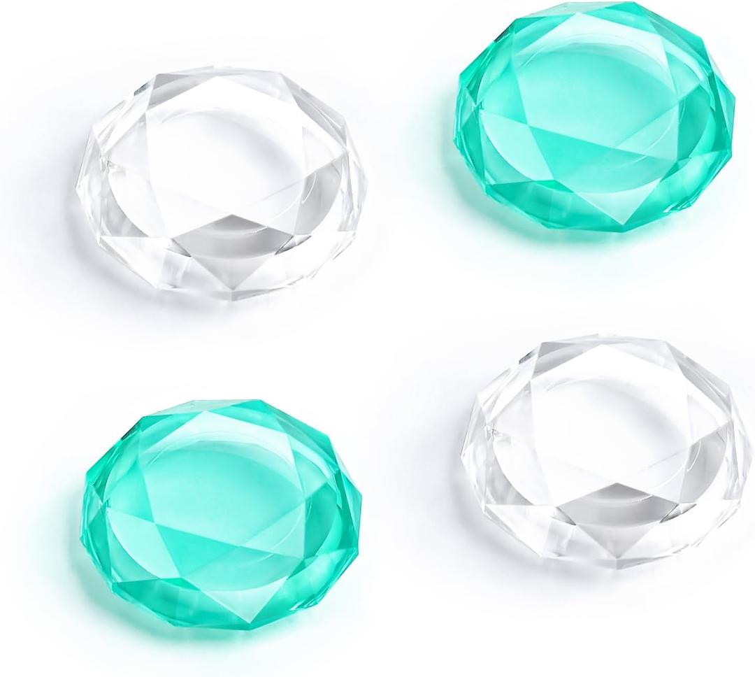 DLseego Diamond 3D Thumb Grips Caps Designed for Nintendo Switch 2 (2025), Acrylic Joy-c Handle Anti-Slip Crystal Clear Console Joystick Caps Cover 4PCS - Clear and Green