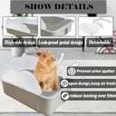 kathson Open Cat Litter Box with High Side,Anti-Splashing Cats Litter Pan,Kitten Toilet with Litter Sifting Scoop,Semi-Enclosed Removable Kittens Litter for Boxes Easy to Clean No Odor-Grey