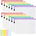 EOOUT 12pcs A4 Mesh Zipper Pouch Bags, 6 Colors Reusable Zipper Bags for Organizing Storage, Waterproof Puzzle Bag, Zipper Bags for Board Game Storage and School Office Supplies