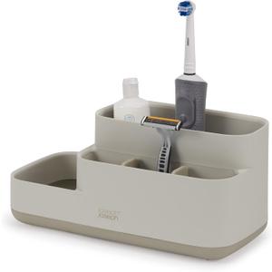 Joseph Joseph EasyStore Bathroom Storage Caddy, Toothbrush and Toothpaste Organiser for Bathroom Accessories, Matt Finish, Ecru