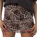 WDIRARA Women's Leopard Print High Waisted Mesh Mini Skirt Bodycon Stretchy Sexy Y2k Short Skirts, L