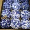 Preboun 12 Pcs Christmas Chinoiserie Ball Ornaments Blue and White Chinoiserie Tree Decoration Christmas Tree Hanging Ornaments Fabric Wrapped Home Xmas Decor for Modern Party (Blue,2.76 Inch)