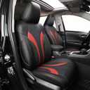 EKR Rav4 Seat Covers Custom Fit for Toyota Rav4 (Only Hybrid) 2019-2025 LE,XLE,XLE Premium,Limited,Woodland Edition, Leather Car Seat Cover Full Set for SUV,Faux Leather(Black +Burgundy)
