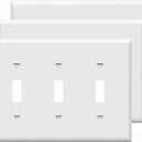 ENERLITES Triple Light Switch Wall Plate, Gloss Finish, Standard Size 3-Gang 4.50" x 6.38", Unbreakable Polycarbonate Thermoplastic, 8813-W, White