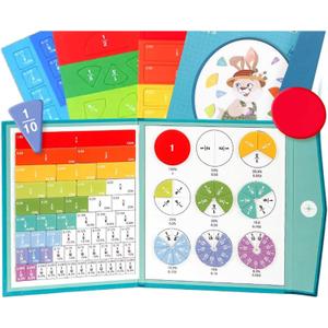 Magnetic Fraction Demonstration Book, 103 PCS Magnetic Fraction Tiles & Fraction Circles, Educational Puzzle Math Fraction Disc Set,Math Puzzle Learning Building Block Set for Classroom