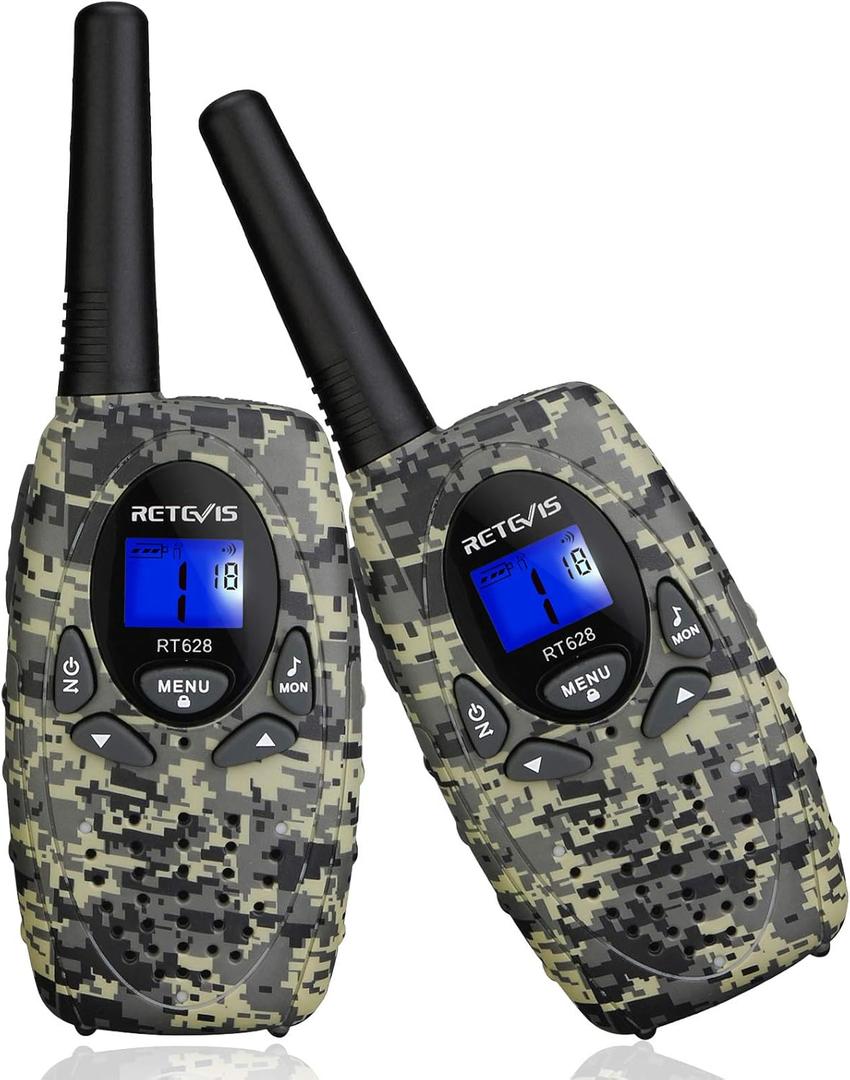 Retevis RT628 Kids Walkie Talkies,Army Toys for 6-12 Year Old Boys Girls,FRS Walky Talky with Key Lock,Gift for Outdoor Adventure Camping Hunt Trip(2 Pack,Camo)