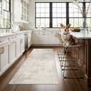 3x6 Washable Hallway Runner Rug: Abstract Stain Resistant Bathroom Kitchen Rug Farmhouse Ultra Soft Bedroom Entryway Print Floor Mat Thin Non-Slip Indoor Carpet for Living Room Laudry(3x6,Beige/Cream)