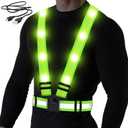 BAOBICUTE LED Reflective Vest, USB Rechargeable Reflective Running Gear with Safety Lights and Adjustable Size Elastic Band Night Vest Gear Accessories for Men Women Kids (Green Light)