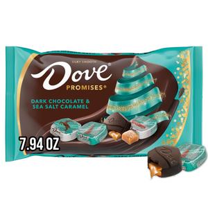 DOVE PROMISES Dark Chocolate & Sea Salt Caramels & Salted Caramel Candy Christmas Bag, 7.94 oz, BBD 09/2026