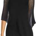 1 Pcs Women Sheer Poncho Shrug Summer Sheer Blouse Top Lightweight Poncho Sheer Bolero for Formal Evening Dress (Black)