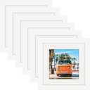 6x6 White Picture Frames Square Classic Natural Wood 6 Pack for Wall Mounting and Tabletop Display