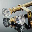 Gold Curtain Rod Set with Crystal-clear Diamond Pattern Finials, 72-144 inch, Standard Single Drapery Rod for 1 Pack, 7/8 inch diameter, Adjustable Length