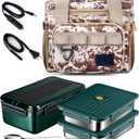 Electric Lunch Box 12v/24v/110v Heated Lunch Boxes for Adults Men Work Car Truck, 60-oz Portable Food Warmer Heating Lunchbox 80w Food Heater with Insulated Lunch Bag