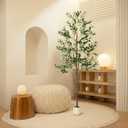 Olive Tree, 6FT Tall Faux Olive Tree with Moss and Planter, Olive Trees Artificial Indoor with Realistic Wood Trunk and Lifelike Fruits, Fake Olive Tree for Home Office Living Room Decor