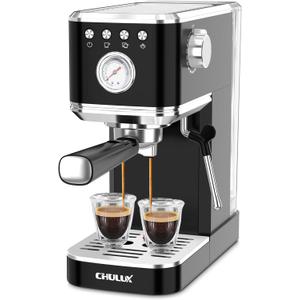 CHULUX Slim Espresso Machine with Milk Frother Steam Wand, 20 Bar Professional Italian Pump Semi Automatic Espresso Coffee Machine for Home Cappuccino & Latte Maker, Black